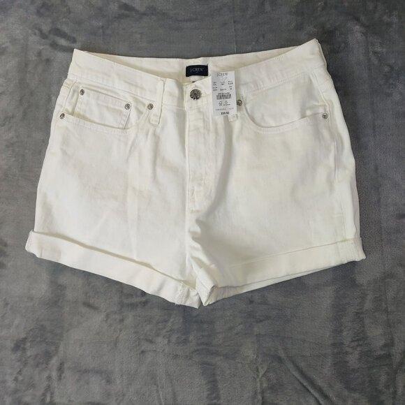 J Crew Womens White Denim Cuffed Jean Shorts Size 29 Summer Casual Classic Boho - Picture 1 of 10